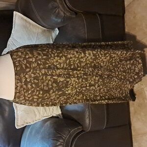 Silk Floral Brown and Tan Skirt Size 10
